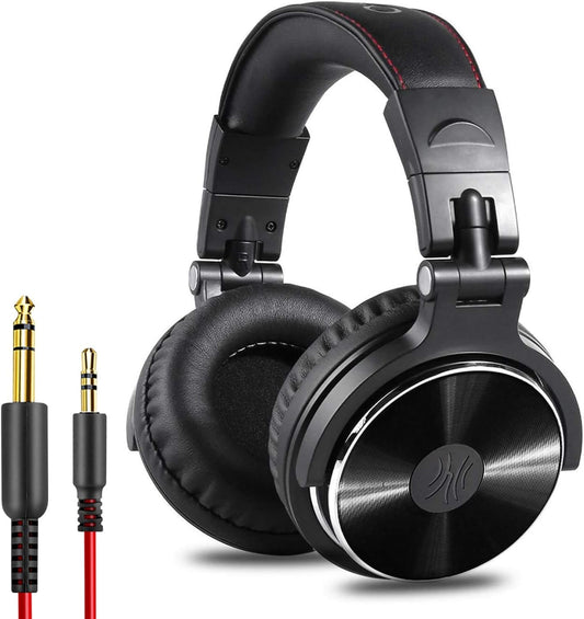 OneOdio Pro-10 Over Ear Wired Headphones for School Studio Monitor & Mixing DJ Stereo Headsets, 50mm Neodymium Drivers, in-Line Mic, 3.5mm/6.35mm Jack for AMP Computer Recording Phone Piano Guitar