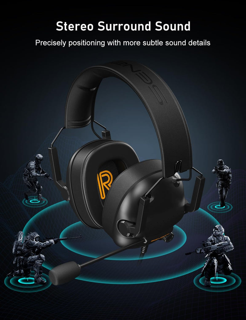 SENZER SG500 Surround Sound Pro Gaming Headset with Noise Cancelling Microphone - Soft Memory Foam Padding - Portable Foldable Headphones for PC, PS4, PS5, Xbox One, Switch