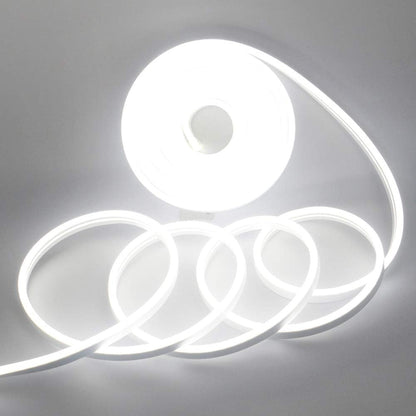 EverBright Led Neon Strip Lights 12V Rope Indoor Outdoor 16.4Ft 600SMD White Silicone Waterproof Flexible for Signboard Bar Home Kitchen Bedroom Party Holiday Decoration (No Power Adapter)