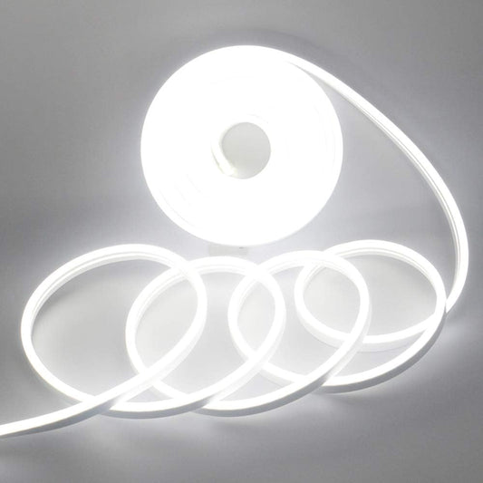 EverBright Led Neon Strip Lights 12V Rope Indoor Outdoor 16.4Ft 600SMD White Silicone Waterproof Flexible for Signboard Bar Home Kitchen Bedroom Party Holiday Decoration (No Power Adapter)