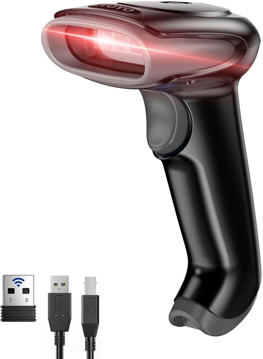 Eyoyo Bluetooth Wireless Barcode Scanner, 1D 2D QR Code Scanner, 3 in 1 USB Wired Handheld Bar Code Reader Screen Scanning with Windows Android iOS Tablets Computer for Warehouse Express Store