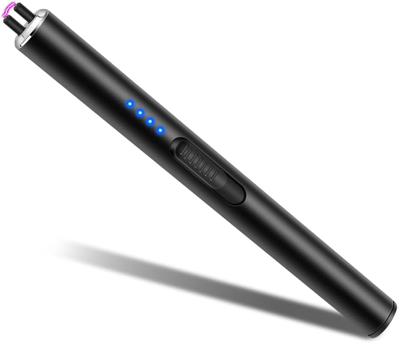 Electric Candle Lighter BBQ Lighter USB C Rechargeable Long Lighter Flameless Plasma Arc Lighter Briquet Electrique Rechargeable Windproof Electronic Lighter for Candles Fireworks (Black)