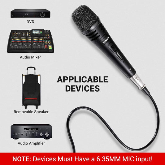 TONOR Dynamic Karaoke Microphone for Singing with 4.5m XLR Cable, Metal Handheld Mic Compatible with Karaoke Machine/Speaker/Amp/Mixer for Karaoke Singing, Speech, Wedding, Stage and Outdoor Activity