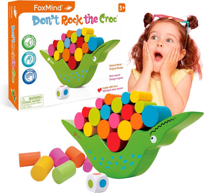 Wooden Balance Board Game for Toddlers Ages 3+, Educational Family Game for 2–4 Players, Early Learning and Motor Skills Toy