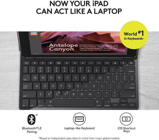 Logitech Slim Folio with Integrated Bluetooth Keyboard for iPad (5th and 6th Generation) - PuriLite