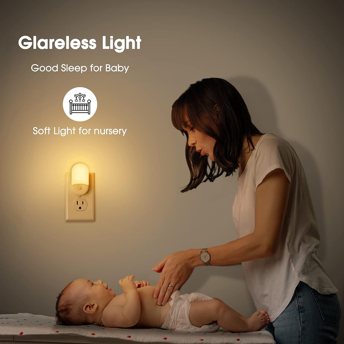 LOHAS Night Lights Plug into Wall, 𝟮 𝙋𝙖𝙘𝙠 LED Night Light, Nightlights with Light Sensors Soft White 3000K, 30/60LM Adjustable Brightness, Auto Night Light for Kid, Bathroom, Hallway