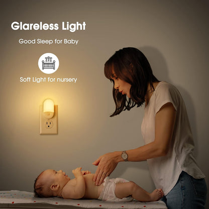 LOHAS Night Lights Plug into Wall, 𝟮 𝙋𝙖𝙘𝙠 LED Night Light, Nightlights with Light Sensors Soft White 3000K, 30/60LM Adjustable Brightness, Auto Night Light for Kid, Bathroom, Hallway