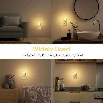 LOHAS Night Lights Plug into Wall, 𝟮 𝙋𝙖𝙘𝙠 LED Night Light, Nightlights with Light Sensors Soft White 3000K, 30/60LM Adjustable Brightness, Auto Night Light for Kid, Bathroom, Hallway