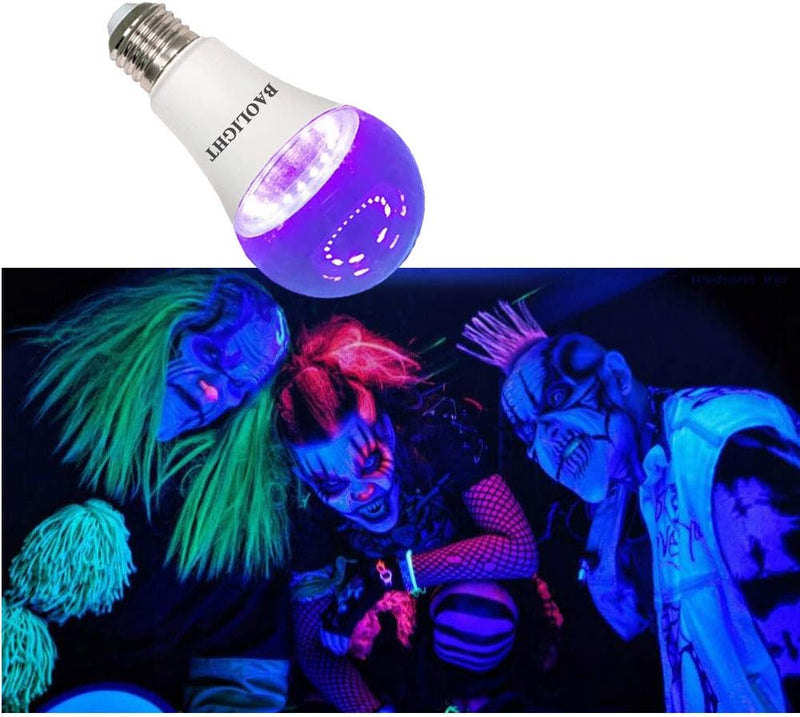 9W LED Black Light Bulbs, Replace 75W Blacklight Bulb, E26 Base UVA Level 395-400nm, Glow in The Dark UV Bulb for Body Paints, Birthday Party, Fluorescent Posters, Club, Neon Posters, 3 Pack