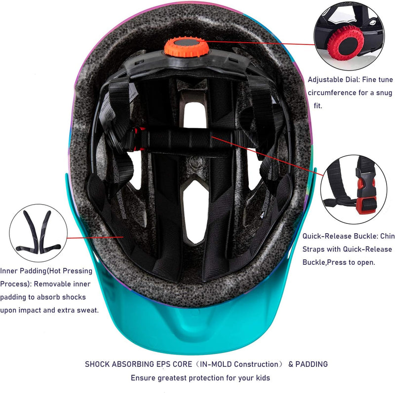 Kids Helmet, SIFVO Kids Bike Helmet Boys and Girls Bike Helmet 5-14, Bike Helmet Kids with Removable Visor Youth Bike Helmet Multi Sport Safe and Comfortable (50-57cm)