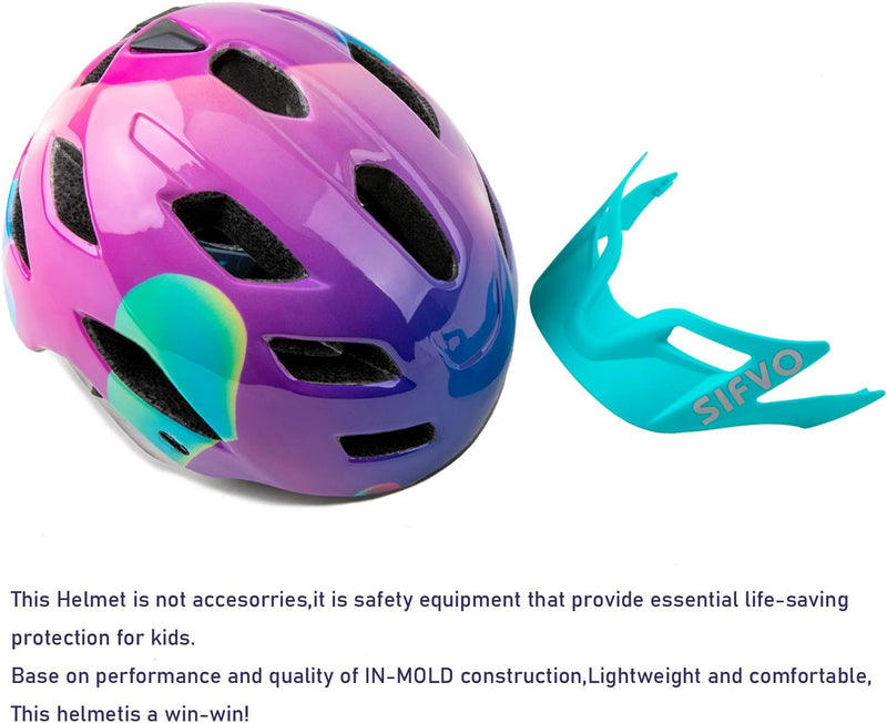 Kids Helmet, SIFVO Kids Bike Helmet Boys and Girls Bike Helmet 5-14, Bike Helmet Kids with Removable Visor Youth Bike Helmet Multi Sport Safe and Comfortable (50-57cm)