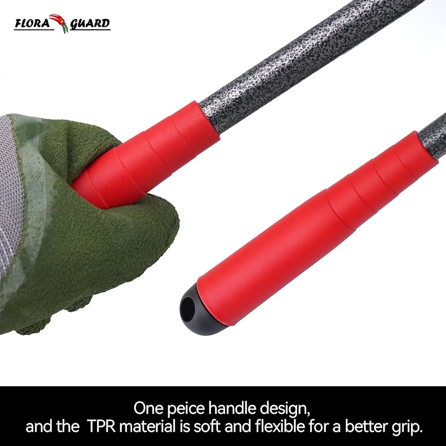 6 Piece Garden Tool Sets - Including Trowel,5-Teeth rake,9-Teeth Leaf rake,Double Hoe 3 prongs, Cultivator, Weeder, Gardening Hand Tools with High Carbon Steel Heads