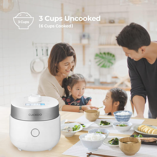 CUCKOO CRP-MHTR0309F 3-Cup (Uncooked) / 6-Cup (Cooked) Induction Heating Twin Pressure Rice Cooker & Warmer with Nonstick Inner Pot, 15 Menu Modes, 3 Voice Guide, Auto Clean (White) - PuriLite