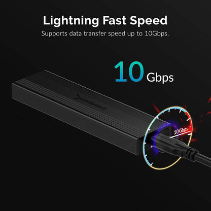 SABRENT M.2 NVMe Enclosure, 10Gbps Tool-Free SSD NVME PCIe SSD Enclosure USB C 3.2 Gen 2 M.2 Enclosure Reader, PCIe NVMe Adapter, Support UASP Trim for 2280 2260 2242 2230 SSD with heatsink (EC-SNVE)