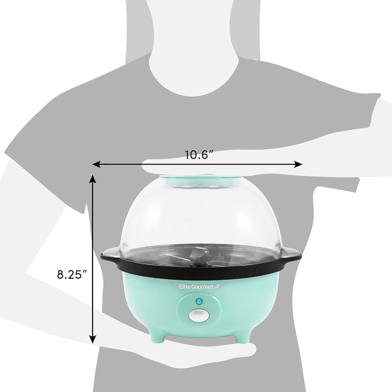 Elite Gourmet EPM330M Automatic Stirring Popcorn Maker Popper, Electric Hot Oil Machine with Measuring Cap & Built-in Reversible Serving Bowl, Great for Home Party Kids, ETL Approved, Mint, 3-Quart