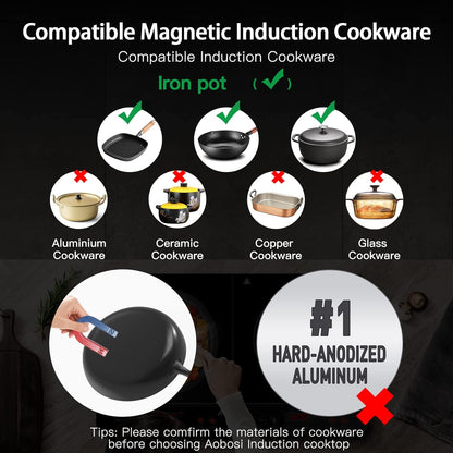 Aobosi Portable Induction Burner Cooktop 1800w Fast Efficient Cooking,Digital Sensor Touch LED Screen Countertop Burner,Electric Stove Cooker 9 Power 10 Temperature Setting With locking functio