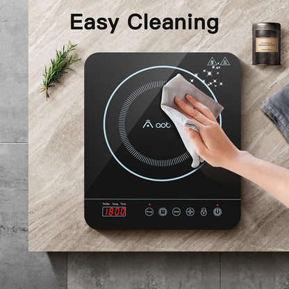 Aobosi Portable Induction Burner Cooktop 1800w Fast Efficient Cooking,Digital Sensor Touch LED Screen Countertop Burner,Electric Stove Cooker 9 Power 10 Temperature Setting With locking functio