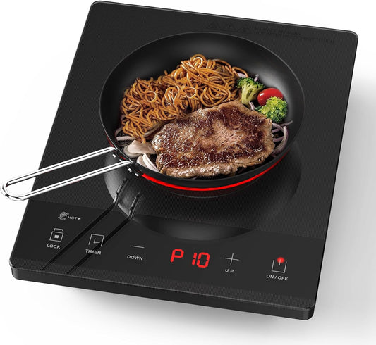 PAYISHO 1800W Hot plate Single Burner Portable Ceramic Cooktop For Cooking Ultra-Thin Stove Infrared Burner Cooker,24H Timer Child Safety Lock,Surface Compatible for All Cookware (Gray)