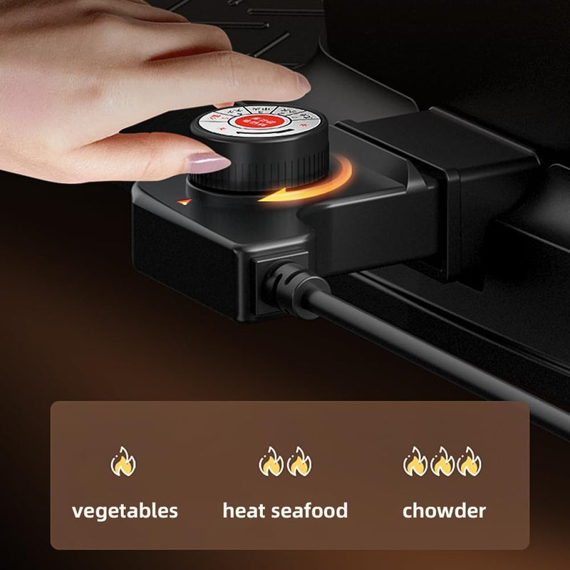 AORAN Smokeless Electric Hot Pot & Grill Combo, Large 9.5"x29" Non-Stick Design, 3 Adjustable Heat Levels, Easy to Clean，Includes Brushes, Tongs & Paper