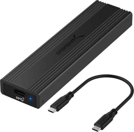 SABRENT M.2 NVMe Enclosure, 10Gbps Tool-Free SSD NVME PCIe SSD Enclosure USB C 3.2 Gen 2 M.2 Enclosure Reader, PCIe NVMe Adapter, Support UASP Trim for 2280 2260 2242 2230 SSD with heatsink (EC-SNVE)