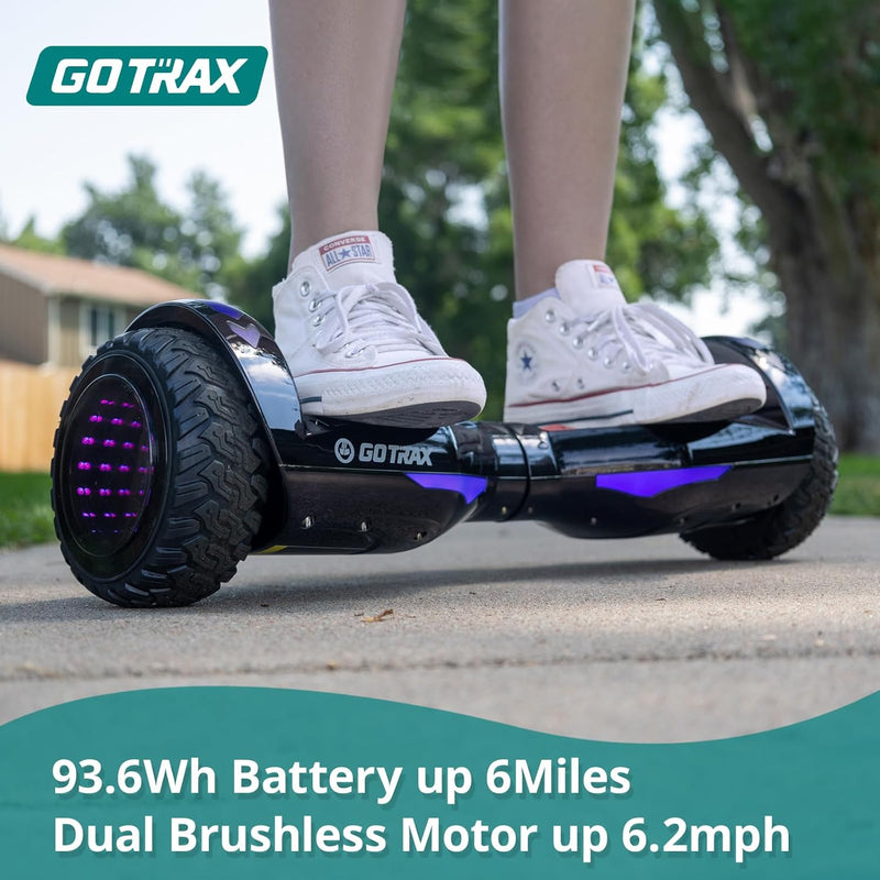 Gotrax NOVA PRO Hoverboard with LED 6.5" Offroad Tires, 10km/h & 8km, UL2272 Certified, Dual 200W Motor and 93.6Wh Battery All Terrain Self Balancing Scooters for 44-176lbs Kid Adult