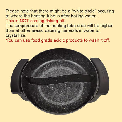 Food Party Hot Pot Electric Hotpot with Divider Shabu Shabu Hot Pot Non-Stick 6-Quart Large Chinese Pot Korean