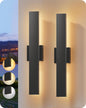EDISHINE 2 Pack LED Outdoor Wall Lights Dimmable, 3CCT (3000K 4000K 5000K), 15.7'' Modern Black Exterior Light Fixtures, Waterproof Front Door Lights for Entrance, Hallway, Garage, Porch