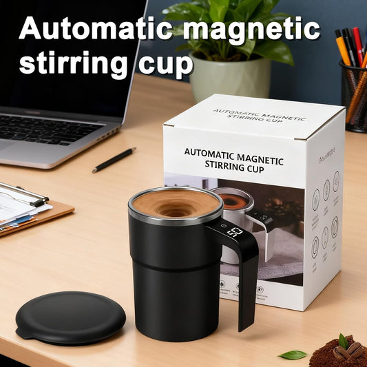 Automatic Self Stirring Coffee Mug with Magnetic Mixer, Rechargeable Electric Mixing Cup with Temperature Display, Portable 380ml Stirring Mug for Coffee, Milk, and Hot Cocoa - PuriLite