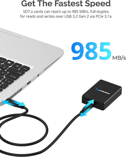 SABRENT SD Express 7.1 USB C Card Reader, USB 3.2 External Memory Card Reader high Speed Data Transfer 985 MBps, SD-Express Adapter Compatible with V90, V60, V30, UHS-II, UHS I, SD Cards (CR-SDX7)