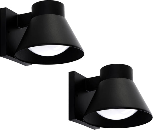 UME 2 Pack LED Outdoor Wall Light Fixtures, Black Front Porch Lights Wall Mount Lighting, Exterior Waterproof Wall Lantern Light Fixture Anti-Rust Farmhouse Barn Wall Sconce for Patio, Doorway, Garage