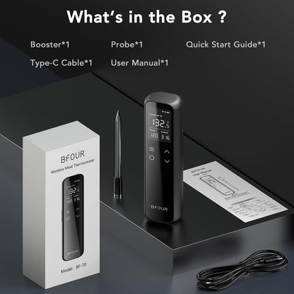 WiFi Wireless Meat Thermometer with Standalone Base, Dual Connectivity Bluetooth and WiFi, 6-Sensor Waterproof Smart Cooking Thermometer for Grill, BBQ, Oven, and Smoker