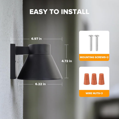 UME 2 Pack LED Outdoor Wall Light Fixtures, Black Front Porch Lights Wall Mount Lighting, Exterior Waterproof Wall Lantern Light Fixture Anti-Rust Farmhouse Barn Wall Sconce for Patio, Doorway, Garage