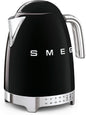 Smeg 50's Retro 7 Cup Stainless Steel Variable Temperature Electric Kettle with 7 Temperature Settings, Led Display, Swivel Base and Keep Warm Function Black KLF04BLUS