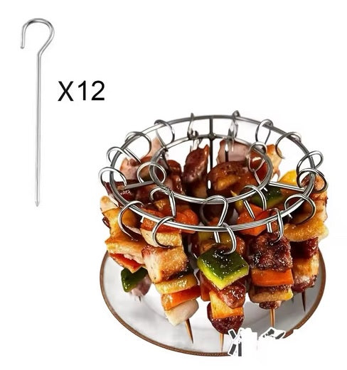 Purilite Select Stainless Steel Vertical Grill Rack – Detachable BBQ Skewer Holder Stand for 12/24/49 Skewers, Even Heat Barbecue Cooking - PuriLite