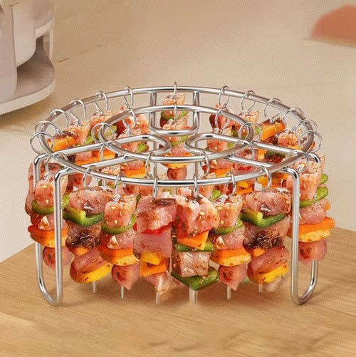 Purilite Select Stainless Steel Vertical Grill Rack – Detachable BBQ Skewer Holder Stand for 12/24/49 Skewers, Even Heat Barbecue Cooking - PuriLite