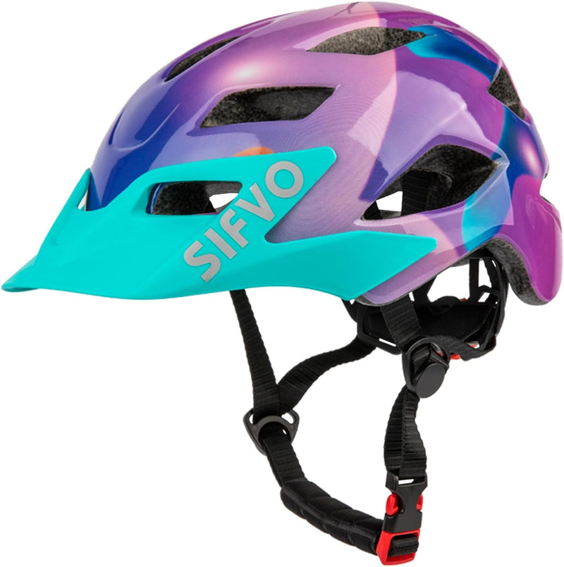 Kids Helmet, SIFVO Kids Bike Helmet Boys and Girls Bike Helmet 5-14, Bike Helmet Kids with Removable Visor Youth Bike Helmet Multi Sport Safe and Comfortable (50-57cm)