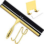 Shower Squeegee for Glass Doors, 14 Inches Bathroom Squeegee with Spare Silicone Blade, Shower Door Hook and Adhesive Hook, Stainless Steel Bathroom Squeegee for Mirror Window Kitchen (Gold-1 Pack)