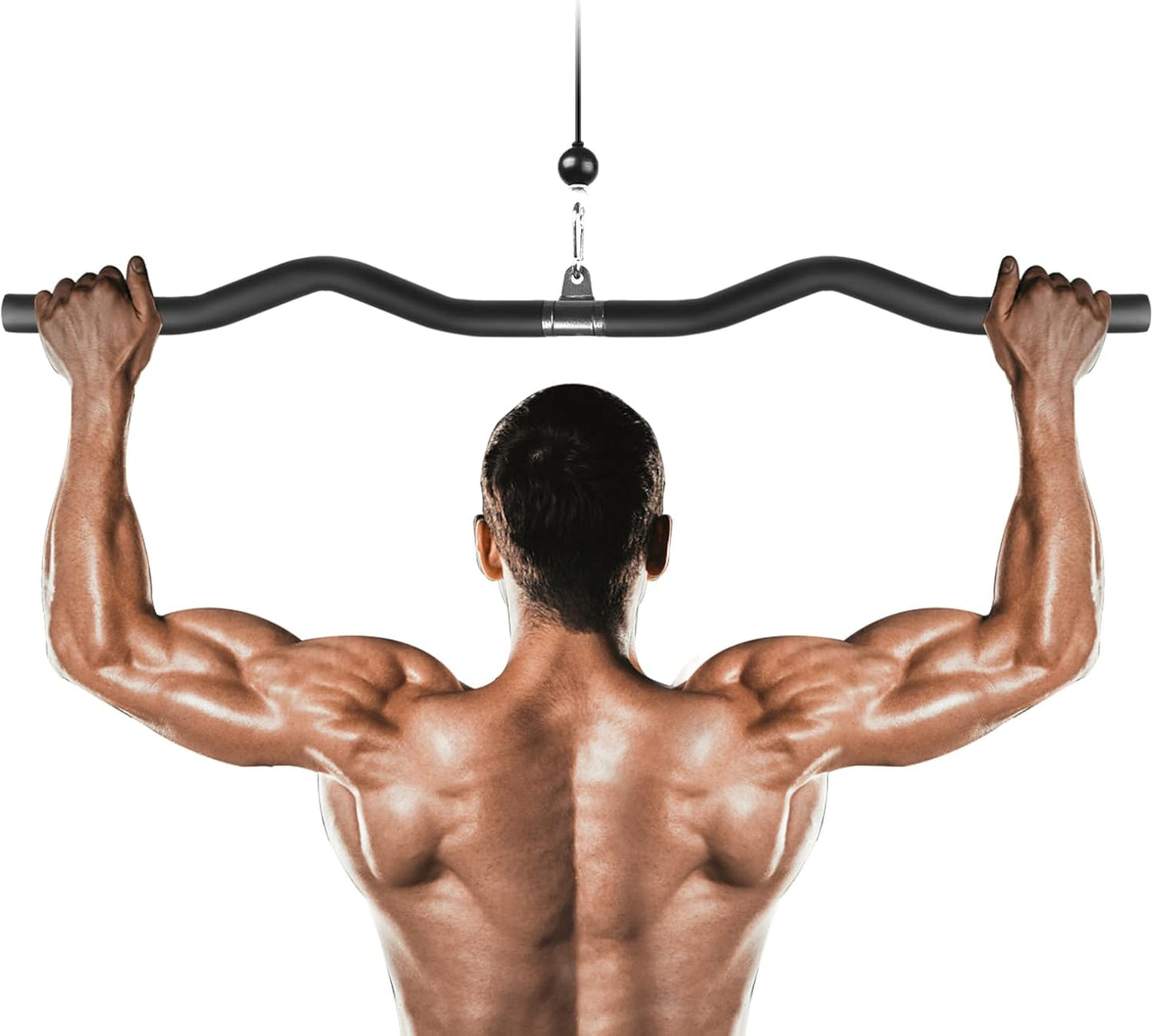 LAT Pulldown Bar One Piece with Full Wrapped, 37in LAT Pulldown Attachments for Cable Machine, LAT Pull Down Bar Triceps Pushdown Bar Shoulder Back Arm Muscles Strength Training