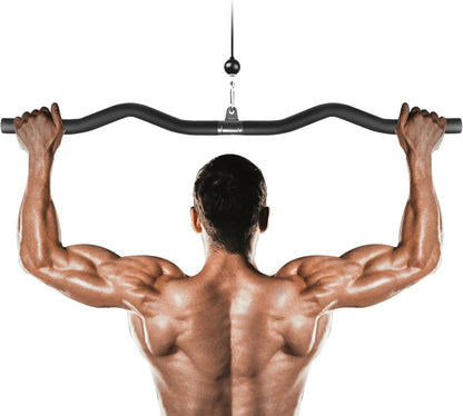 LAT Pulldown Bar One Piece with Full Wrapped, 37in LAT Pulldown Attachments for Cable Machine, LAT Pull Down Bar Triceps Pushdown Bar Shoulder Back Arm Muscles Strength Training