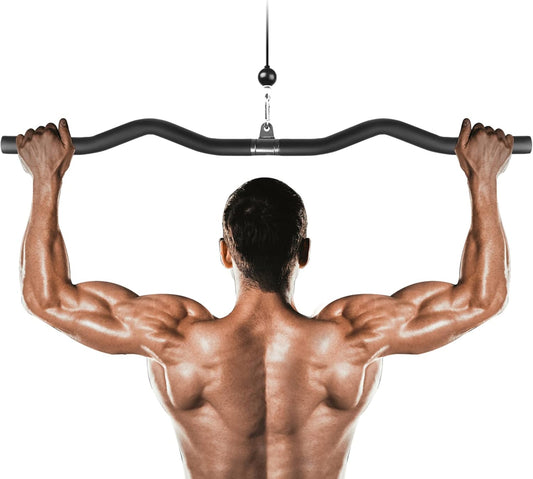 LAT Pulldown Bar One Piece with Full Wrapped, 37in LAT Pulldown Attachments for Cable Machine, LAT Pull Down Bar Triceps Pushdown Bar Shoulder Back Arm Muscles Strength Training