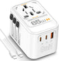 QENEQ GaN 65W Universal Travel Adapter International Power Travel Plug Adapter QC USB A PD USB C Fast Travel Charger Worldwide AC Outlet European Travel Plug Adapter for Europe USA UK Asia AUS