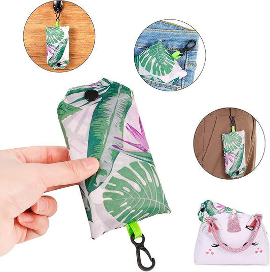 Auidy_6TXD 4 Pack Reusable Shopping Bag, Foldable Grocery Bags Washable Shopping Tote Bags Foldable in a Pouch Eco Tote Polyester Shopping Bag for Daily Shopping Loading, 4 colors (random color) - PuriLite