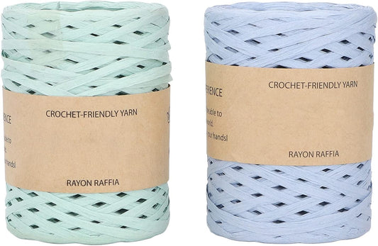 2pcs Raffia Ribbon, 164 Yard DIY Handcraft Raffia Yarn Degradable Recyclable Raffia Twine for Hat Handbag, Raffia Paper Craft Ribbon Packing Paper Twine for Festival Gifts - PuriLite