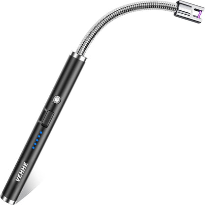 VEHHE Electric Lighter, USB Rechargeable Lighter with Long 360° Flexible Neck LED Display, Flameless and Windproof, for BBQ Camping Fireworks