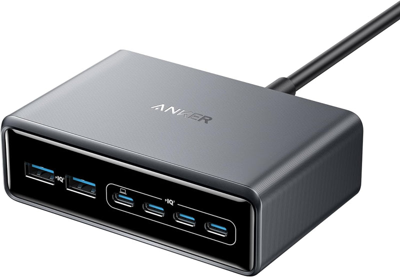 Anker Prime Charger, 200W 6-Port GaN Charging Station, USB-C PD Fast Charging Desktop Charger, Compatible with iPhone, Samsung, MacBook, Dell and More