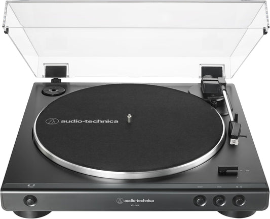 Audio-Technica AT-LP60X-BK Fully Automatic Belt-Drive Stereo Turntable, Black, Hi-Fi, 2 Speed, Dust Cover, Anti-Resonance, Die-Cast Aluminum Platter