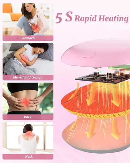 Portable Cordless Heating Pad for Cramps – Fast Heating Menstrual & Back Pain Relief Belt – 6 Heat & 6 Vibration Modes – Wearable Rechargeable Heating Pad