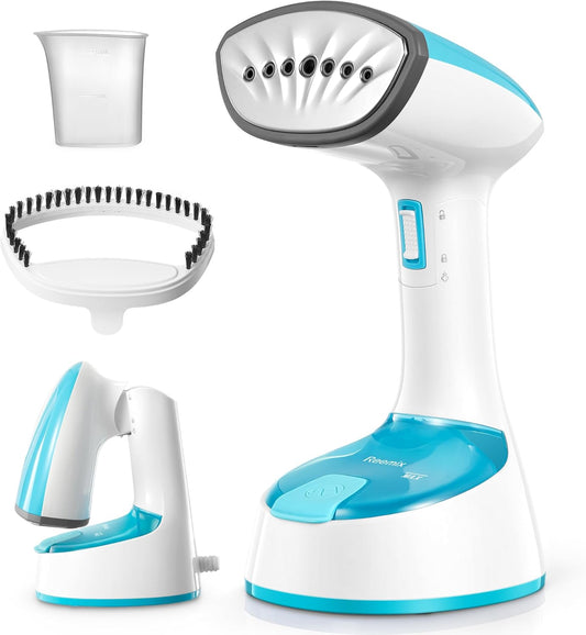 Reemix Steamer for Clothes, 1200W Foldable Clothes Steamer, Handheld Garment Steamer, Fast Heat-up, Auto-Off, Steam Iron for Fabric Wrinkle Remover with Brush (Crystal Blue)