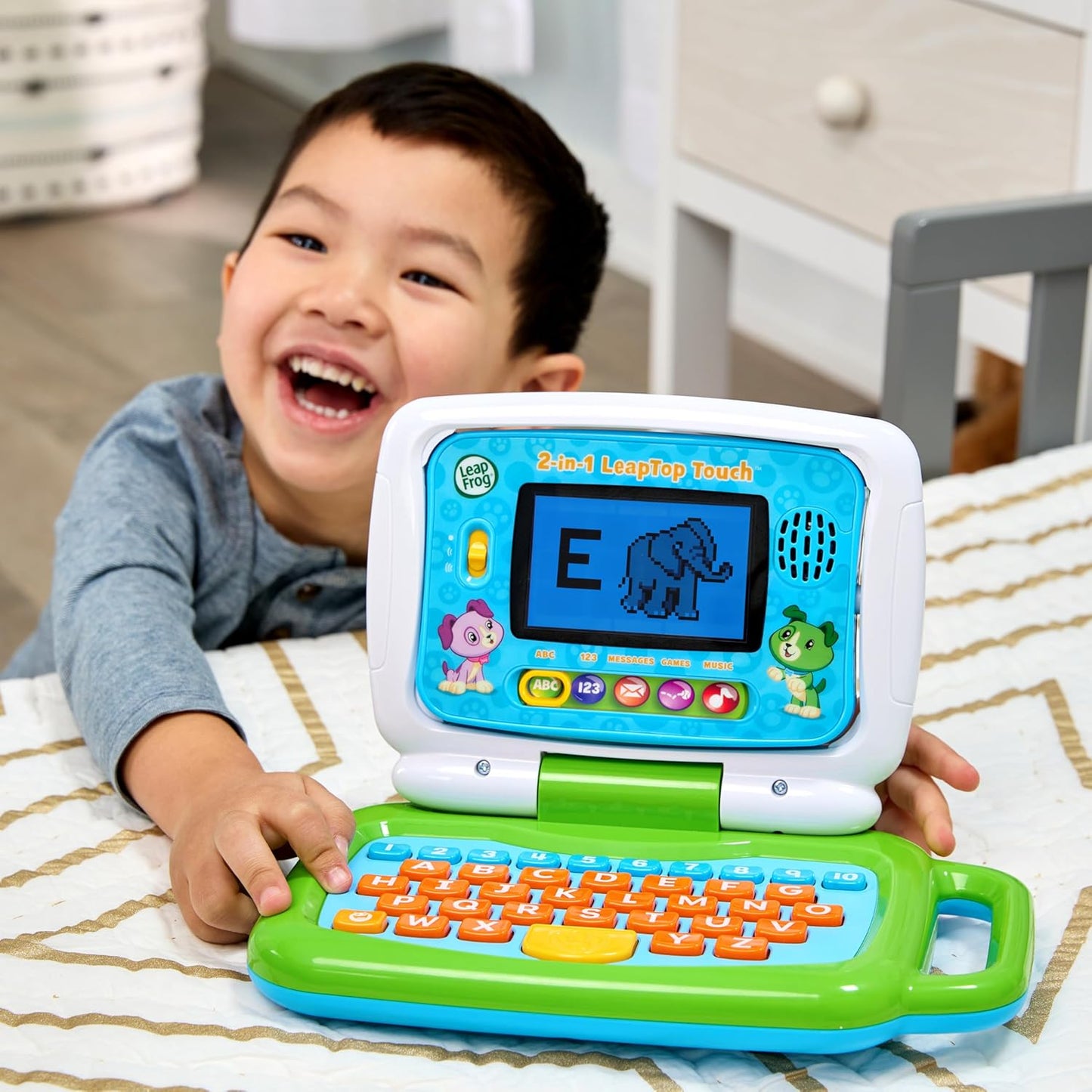 2-in-1 Educational Laptop and Touch Tablet Toy for Toddlers Ages 2–5, Interactive Learning with Letters, Numbers, Music, and Games