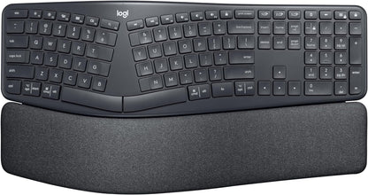 Logitech ERGO K860 Wireless Ergonomic Keyboard - Split Keyboard, Wrist Rest, Natural Typing, Stain-Resistant Fabric, Bluetooth and USB Connectivity, Compatible with Windows/Mac, Black